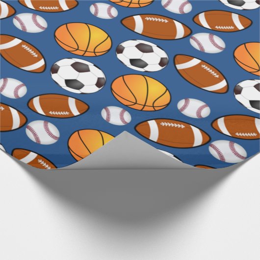 Fußball-Baseball Basketball-Muster Geschenkpapier (Ecke)