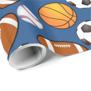 Fußball-Baseball Basketball-Muster Geschenkpapier