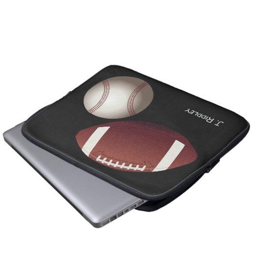 Fußball-Baseball-Name Monogram-Laptop-Fall Laptopschutzhülle (Vorne Knopf)