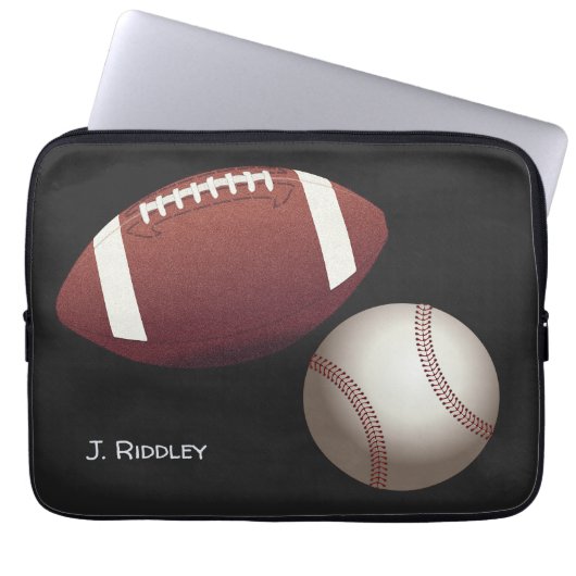 Fußball-Baseball-Name Monogram-Laptop-Fall Laptopschutzhülle (Vorderseite)
