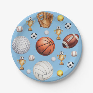 Fußball-Baseball zum Thema Mustersport Pappteller