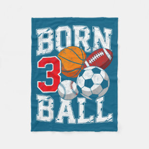 Fußball Basketball 3. Geburtstag Junge geboren Fleecedecke