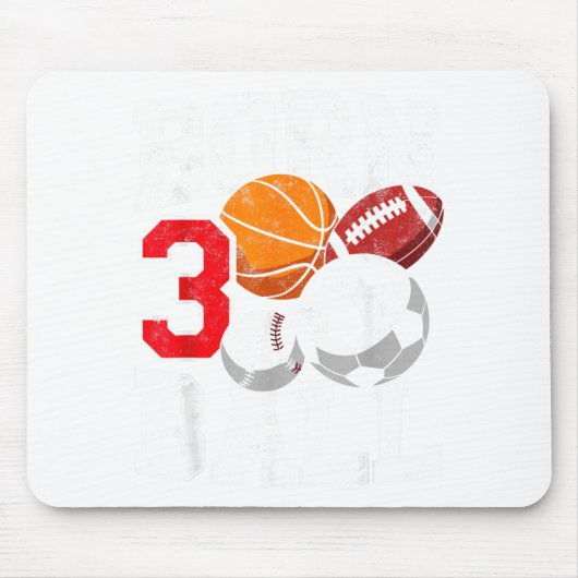Fußball Basketball 3. Geburtstag Junge geboren Mousepad (Vorne)