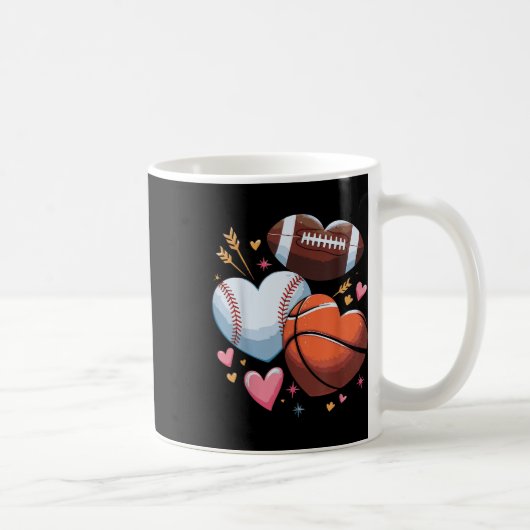 Fußball-Basketball-Baseball-Valentinstag Kaffeetasse (Rechts)