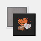 Fußball-Basketball-Baseball-Valentinstag Magnet (Vorderseite/Rückseite)