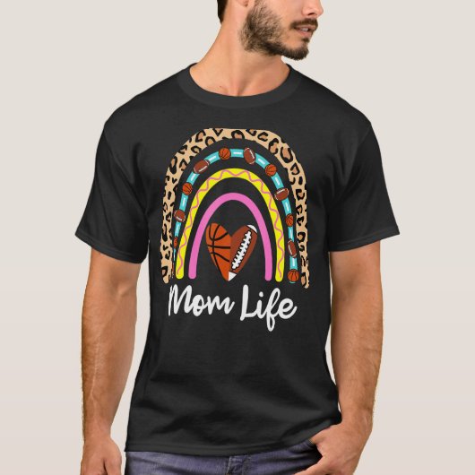 Fußball Basketball Mama Boho Rainbow Bask T-Shirt (Vorderseite)