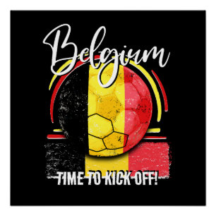 Fußball-Belgien-Flagge, Retro-Belgischer Fußball Poster