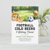 Fußball-, Bier- und Prost-Geburtstagsfeier Einladung (Stehend Vorderseite)
