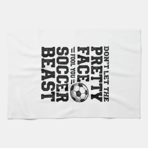 Fußball-Biest Hübsches Gesicht Vintage-Typografie- Geschirrtuch