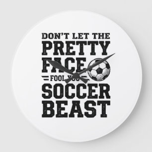 Fußball-Biest Hübsches Gesicht Vintage-Typografie- Große Wanduhr
