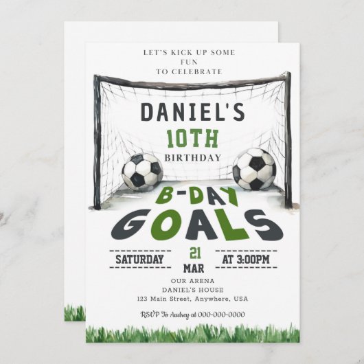 Fußball Birthday Einladung Sport Einladung B-Day Z (Vorne/Hinten)