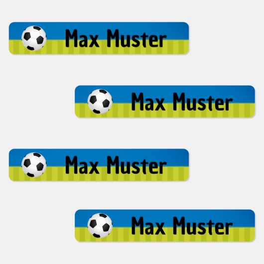 Fußball blau grün - 96 schmale Kinder Etiketten (Gruppe)