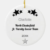 Fußball-Blonde in Grau und Schwarz Keramik Ornament (Hinten)