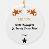 Fußball-Blondine in Orange Keramik Ornament (Hinten)