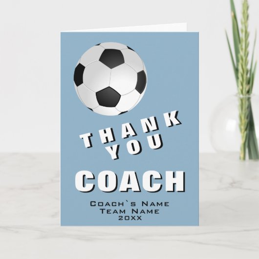 Fußball Blush Blue Danke Coach Card (Vorderseite)