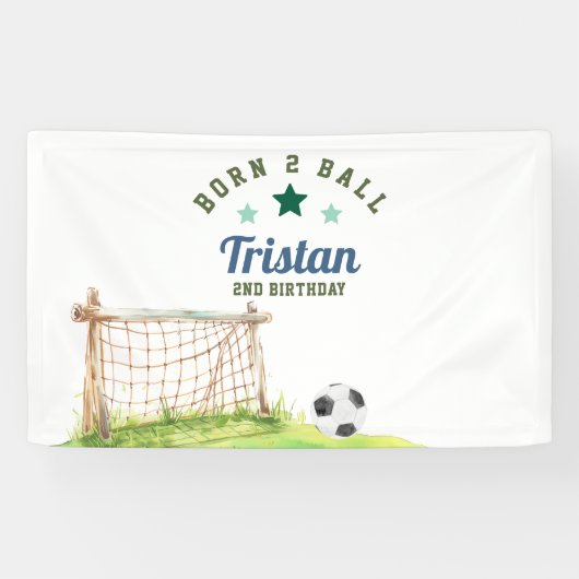 Fußball “Born Two Ball” Zweiter Geburtstag Banner (Horizontal)