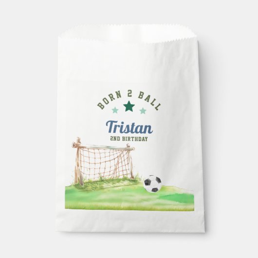 Fußball “Born Two Ball” Zweiter Geburtstag Geschenktütchen (Vorderseite)