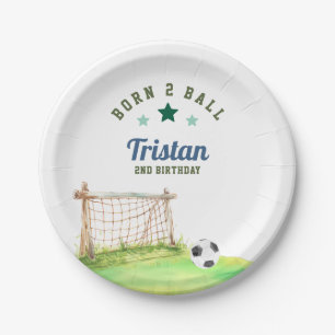 Fußball “Born Two Ball” Zweiter Geburtstag Pappteller