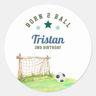 Fußball “Born Two Ball” Zweiter Geburtstag Runder Aufkleber