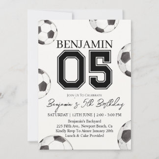 Fußball Boy 5. Geburtstagseinladung - Fußball-Part Einladung