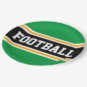 FUSSBALL Bright Green Black Yellow Racing Stripes Pappteller (Schrägansicht)