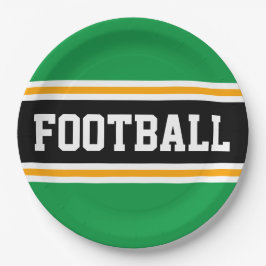 FUSSBALL Bright Green Black Yellow Racing Stripes Pappteller