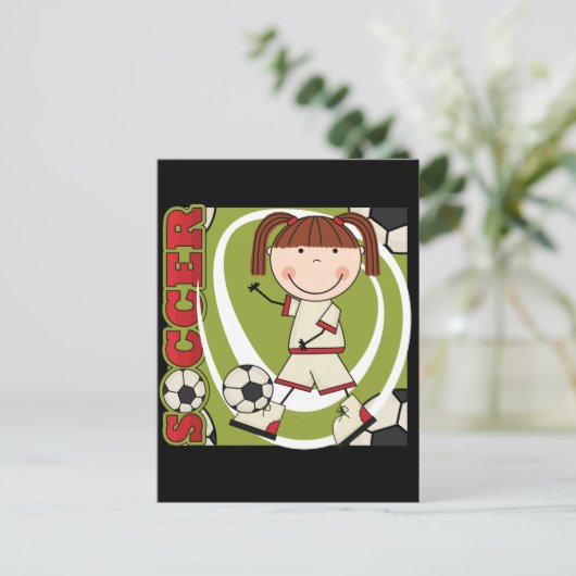 Fußball Brünette Girl-T - Shirt und -Geschenke Postkarte (Stehend Vorderseite)