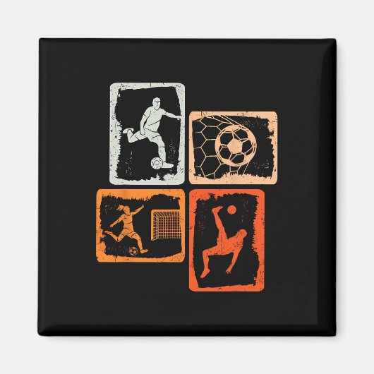 Fußball Bunt Retro Magnet (Vorne)
