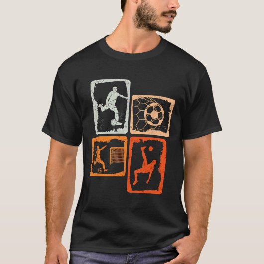 Fußball Bunt Retro T-Shirt (Vorderseite)