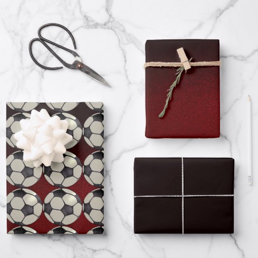 Fußball/Burgandi Geschenkpapier Set (Vorderseite)