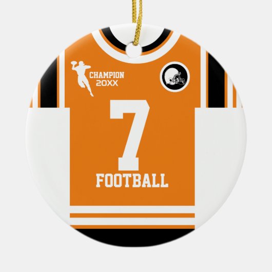 Fußball Champ Jersey Orange White Black Ornament (Vorne)