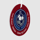 Fußball-Champion Monogram Red Blue Ornament (Vorderseite)