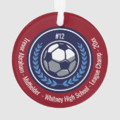 Fußball-Champion Monogram Red Blue Ornament (Rückseite)