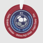 Fußball-Champion Monogram Red Blue Ornament (Vorderseite)