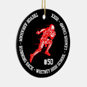 Fußball Champion Monogram Team School Red Keramik Ornament (Rechts)