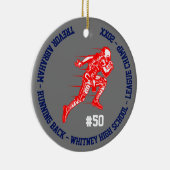 Fußball-Champion Player School Blue Gray Red Keramik Ornament (Rechts)