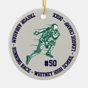 Fußball Champion Player School Green Blue Gray Keramik Ornament