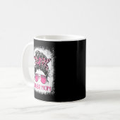 Fußball-Cheer-Mama rosa Leoparden Brustkrebs Kaffeetasse (Vorderseite Links)