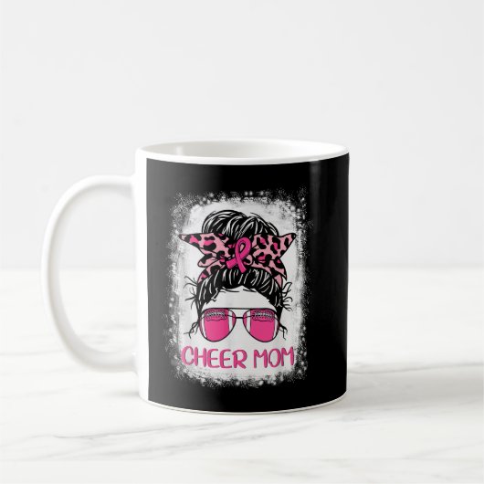 Fußball-Cheer-Mama rosa Leoparden Brustkrebs Kaffeetasse (Links)