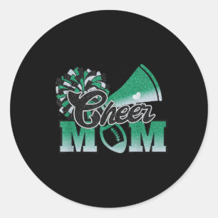Fußball Cheer Mom größter Fan Cheerleader Schwarz Runder Aufkleber