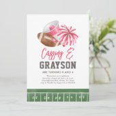 Fußball-Chefin Joint Geburtstag Einladung (Stehend Vorderseite)