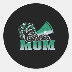 Fußball Chefin Mama Green Black Pom Leopard Runder Aufkleber