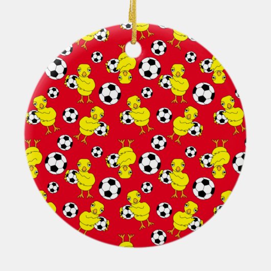 Fußball-Chick-Muster Keramik Ornament (Hinten)
