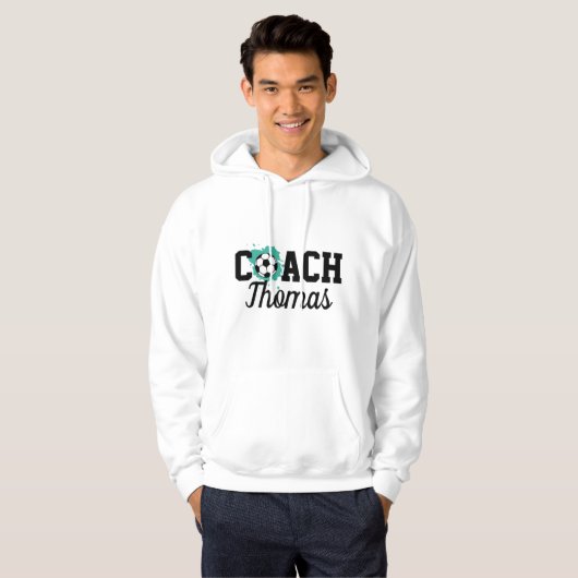 Fußball-Coach Ball Paint Splash Name Sport Hoodie (Vorne ganz)