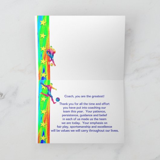 Fußball-Coach Danke Karte (Innenseite)