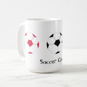 Fußball-Coach - Drei bunte Fußballbälle Kaffeetasse (Vorderseite Links)