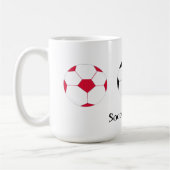 Fußball-Coach - Drei bunte Fußballbälle Kaffeetasse (Links)