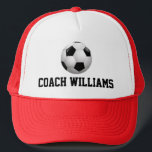 Fußball-Coach Personalisiert Truckerkappe<br><div class="desc">Für den Fußballtrainer,  Spieler oder Fan kann dieser Hut nach Wunsch mit Ihrem Coach oder einem anderen Namen personalisiert werden,  indem der Beispieltext in der Designvorlage ersetzt wird.</div>