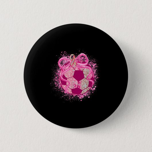 Fußball Coquette Schleife Brustkrebsbewusstsein Ro Button (Vorderseite)