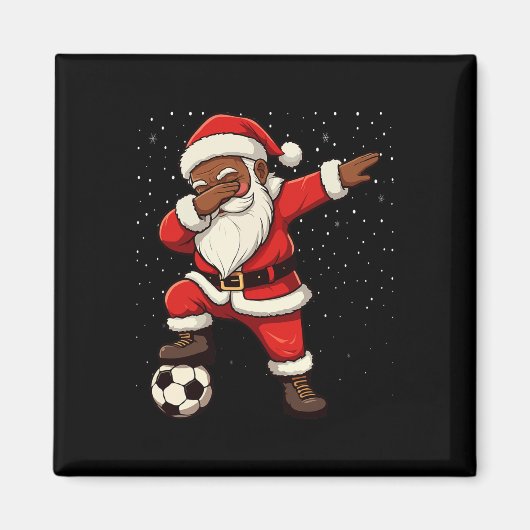 Fußball Dabbing Weihnachtsmann Afroamerikanischer Magnet (Vorne)